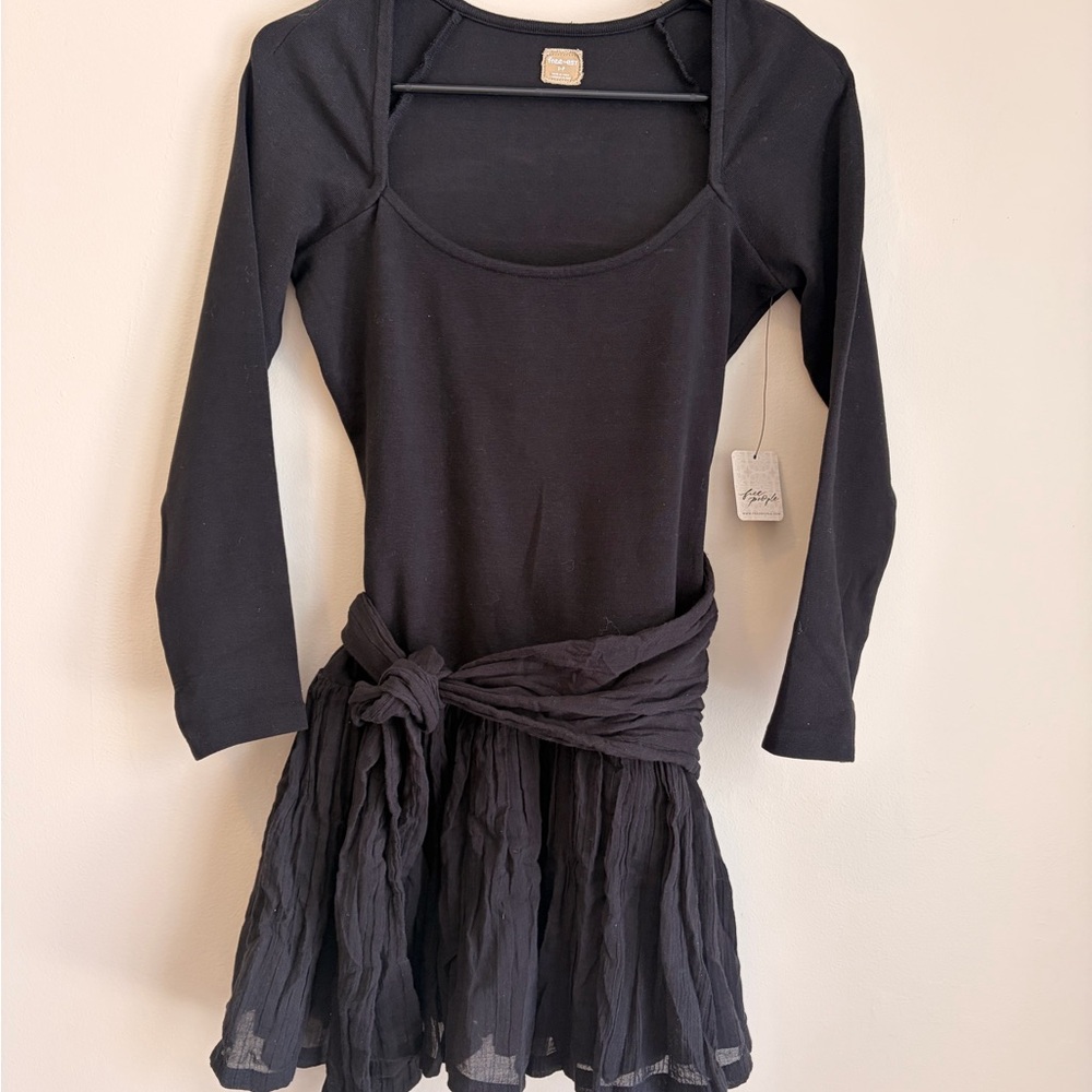 NWT Free-est by Free People Black Long Sleeve Dress Size Small